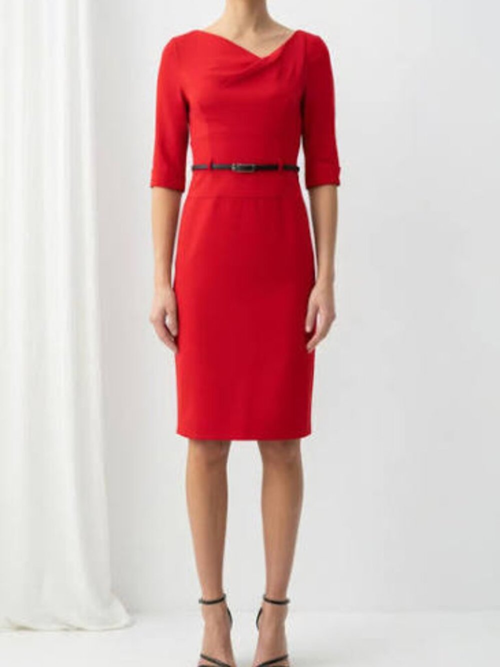 Black Halo Shoulder Red Sheath Dress small 6 blet jackie interview pageant